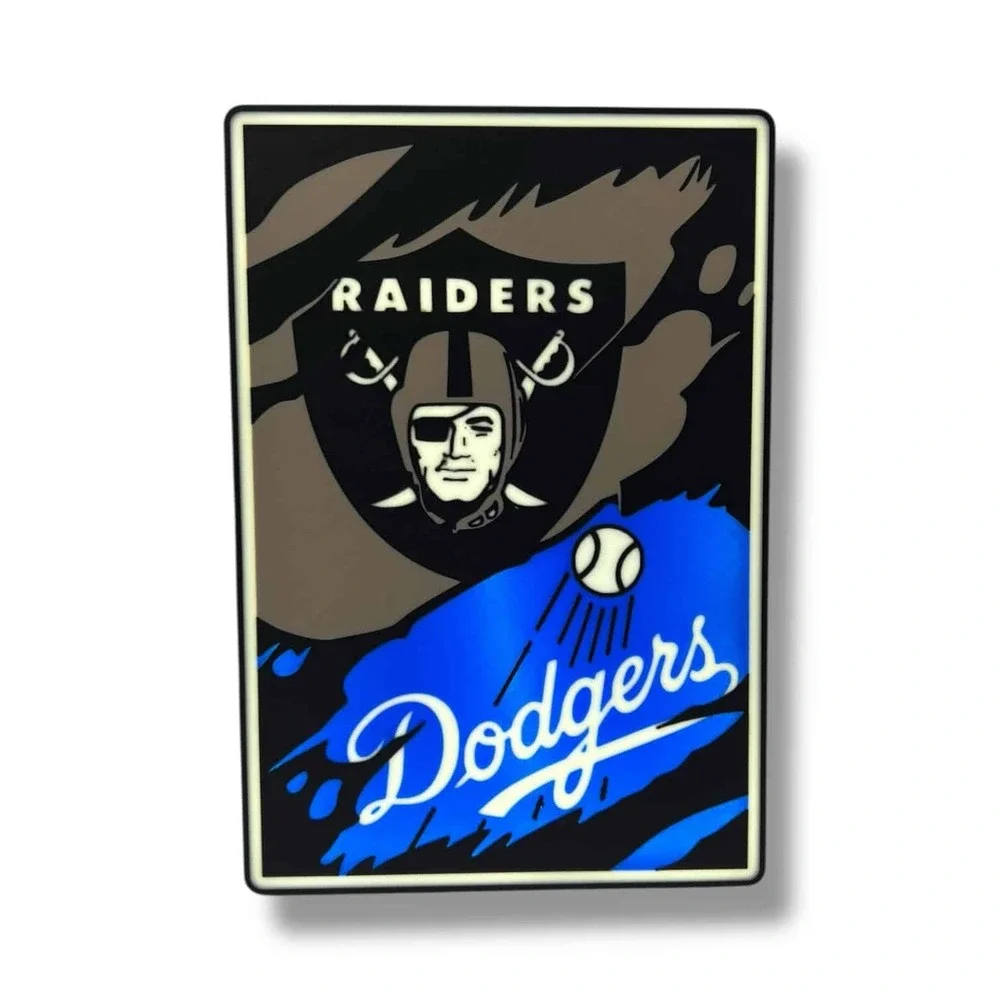 Custom 3D Printed LED Light Box with Switch – Sports Fan Inspired Silver and Bla